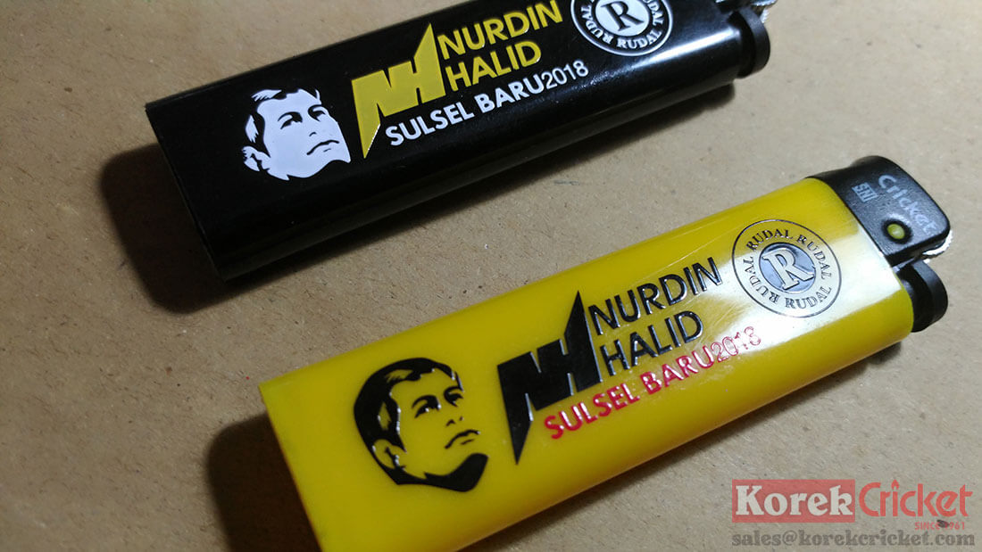 Korek Cricket warna hitam dan kuning sablon logo Nurdin Halid Sulawesi Selatan-size1100
