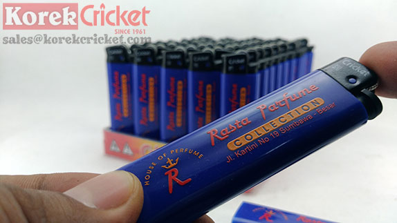 Korek Cricket warna body biru Sablon logo Rasta Parfume