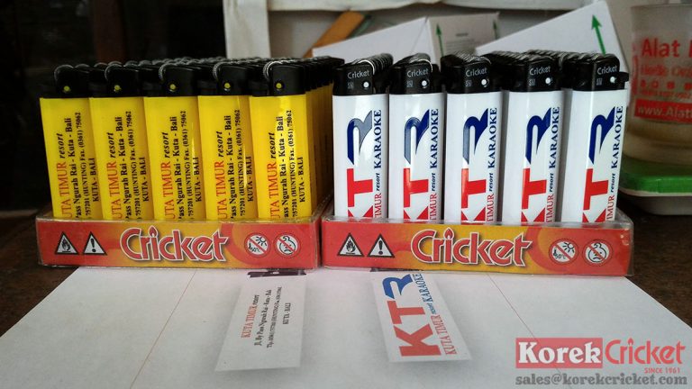  Korek  api cricket  warna kuning dan putih sablon  logo kuta 