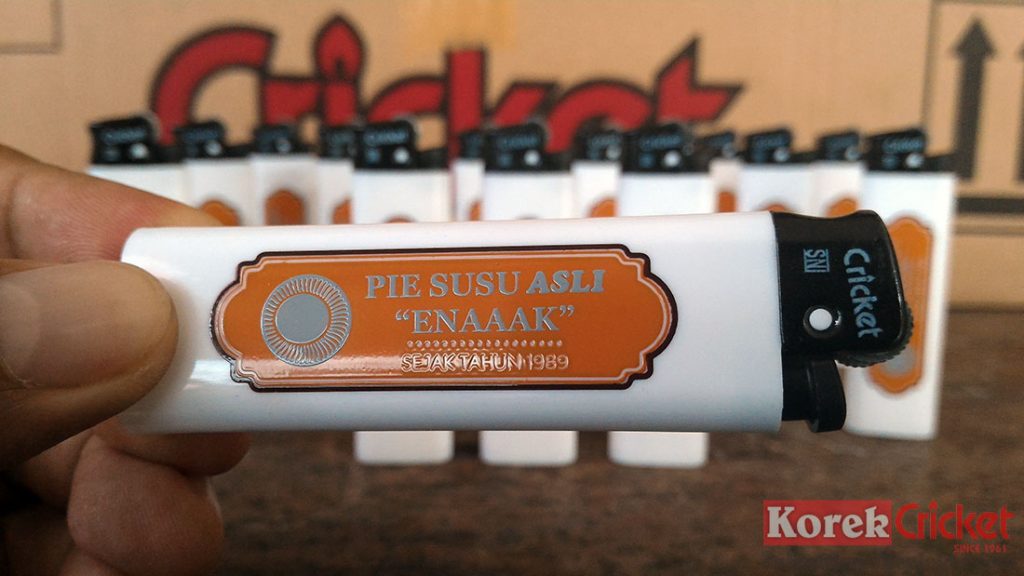 Korek api gas merek cricket sablon logo pie susu Denpasar Bali